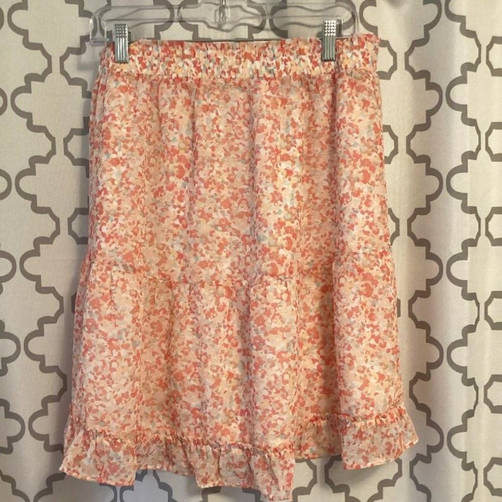Loft Peach Floral Mullet Skirt - M (NWT)